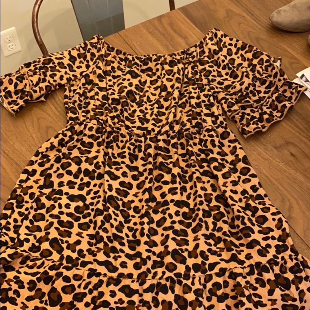 never worn off the shoulder cheetah dress